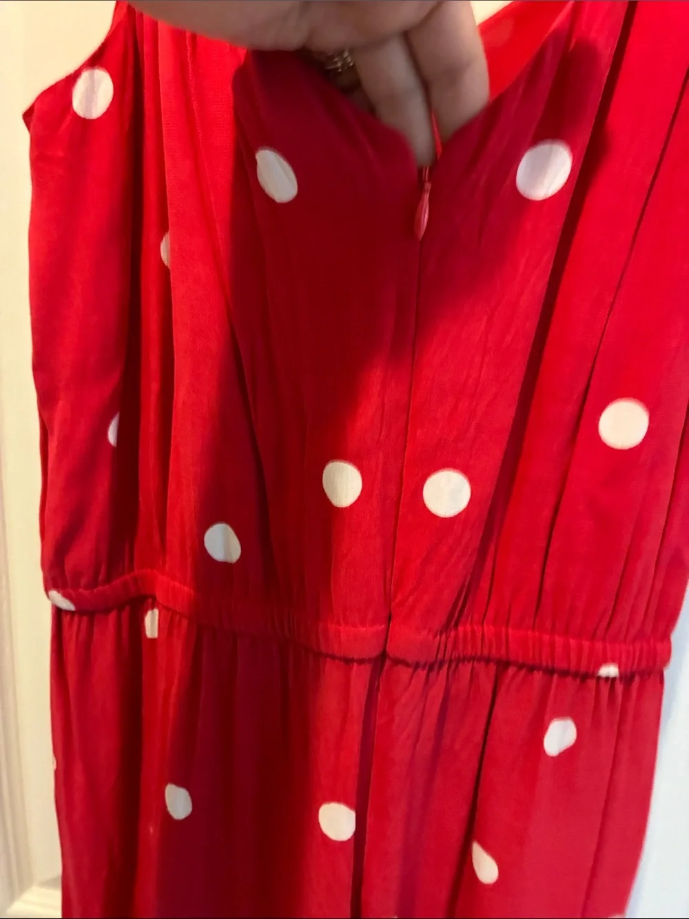LOFT Red Polka Dot Strapless Jumpsuit with Spaghetti Straps - Picture 6 of 7